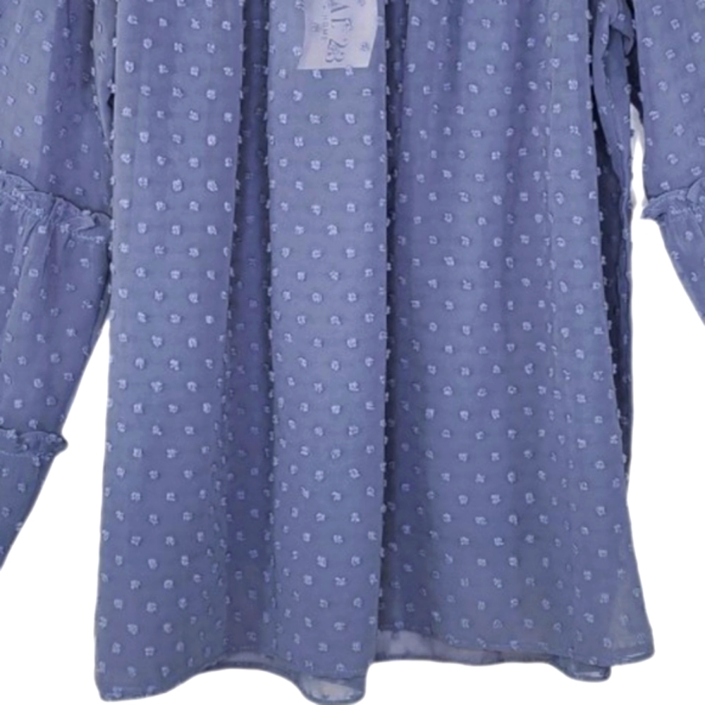 NWT LA Miel blue off the shoulder swiss dot blouse - Picture 8 of 12